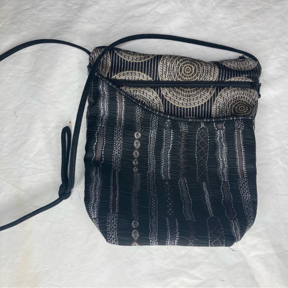 Black and Silver Patterned Crossbody Bag